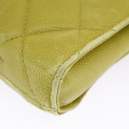 CHANEL Matelasse Waist bag Caviar Skin Gold Light green CC 98580