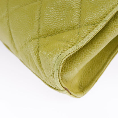 CHANEL Matelasse Waist bag Caviar Skin Gold Light green CC 98580