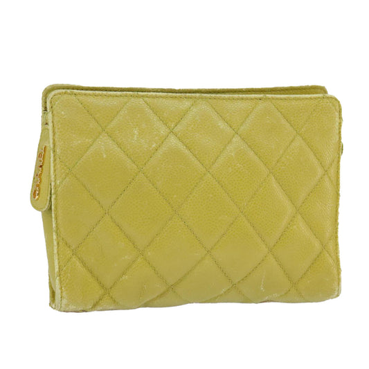 CHANEL Matelasse Waist bag Caviar Skin Gold Light green CC 98580