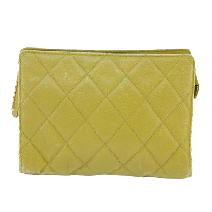 CHANEL Matelasse Waist bag Caviar Skin Gold Light green CC 98580