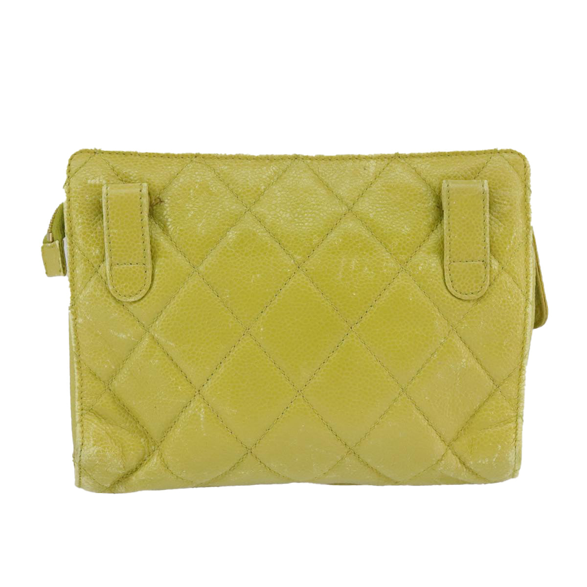 CHANEL Matelasse Waist bag Caviar Skin Gold Light green CC 98580