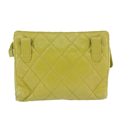 CHANEL Matelasse Waist bag Caviar Skin Gold Light green CC 98580