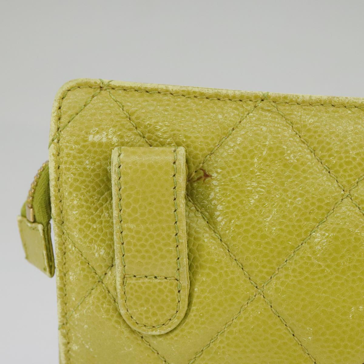 CHANEL Matelasse Waist bag Caviar Skin Gold Light green CC 98580