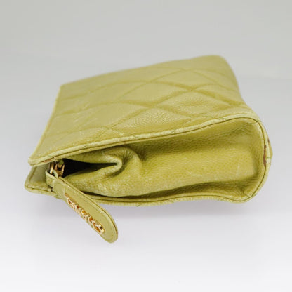 CHANEL Matelasse Waist bag Caviar Skin Gold Light green CC 98580