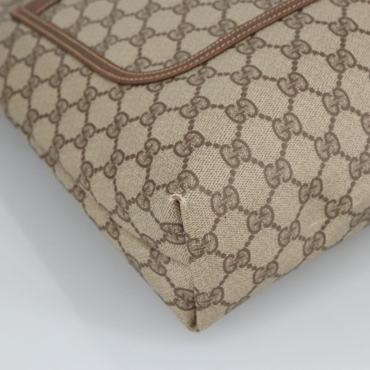 GUCCI GG Supreme Web Sherry Line Tote Bag PVC Beige Gold 002 123 6487  98704