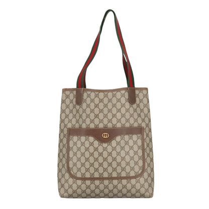 GUCCI GG Supreme Web Sherry Line Tote Bag PVC Beige Gold 002 123 6487  98704