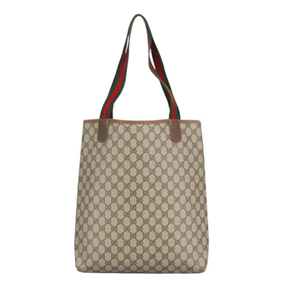 GUCCI GG Supreme Web Sherry Line Tote Bag PVC Beige Gold 002 123 6487  98704
