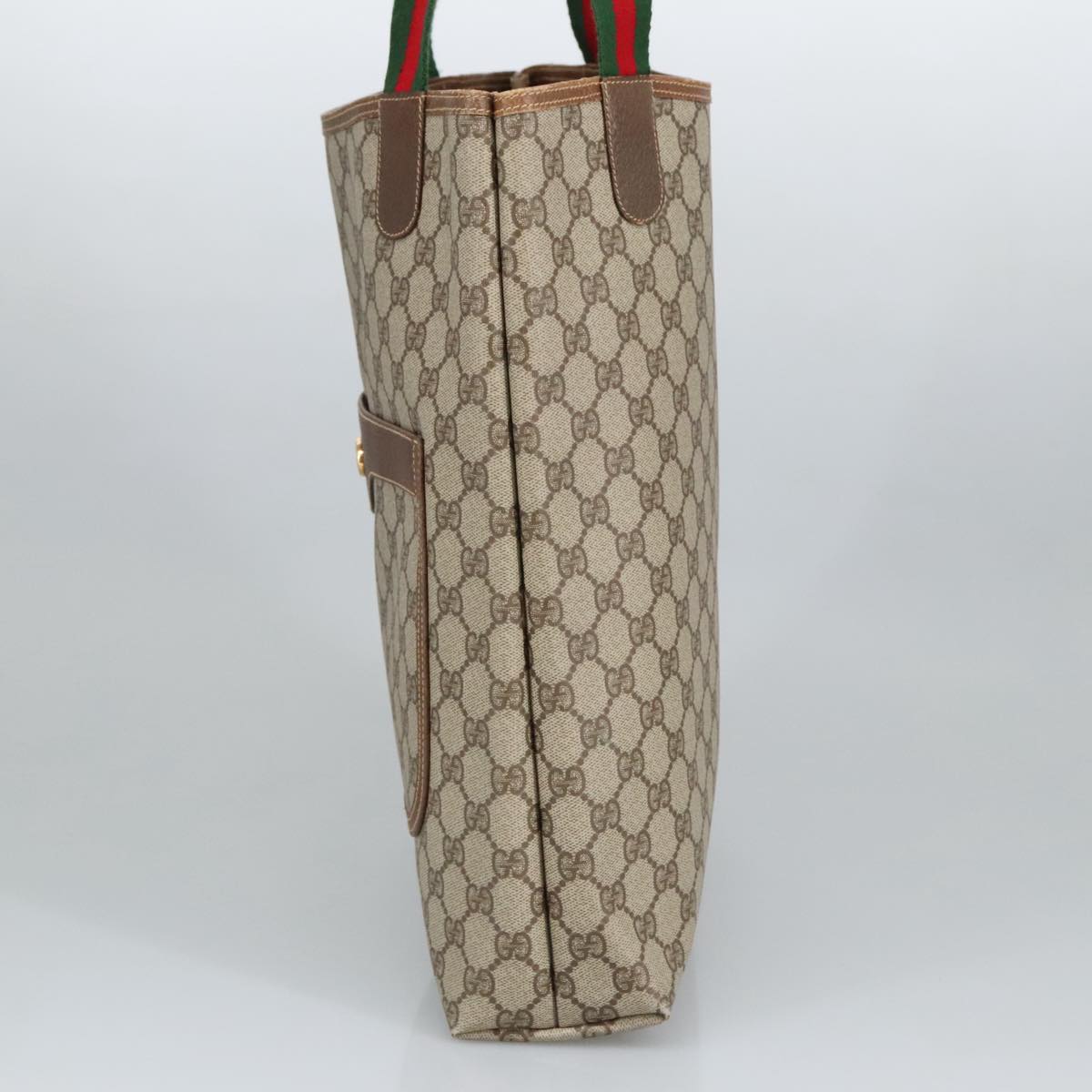 GUCCI GG Supreme Web Sherry Line Tote Bag PVC Beige Gold 002 123 6487  98704