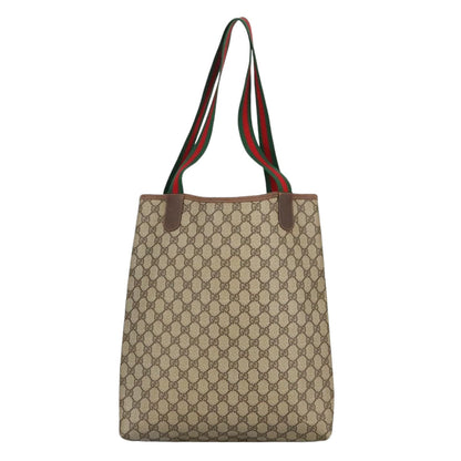 GUCCI GG Supreme Web Sherry Line Tote Bag PVC Beige Gold 89 02 003  98727