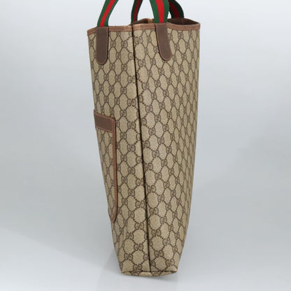 GUCCI GG Supreme Web Sherry Line Tote Bag PVC Beige Gold 89 02 003  98727