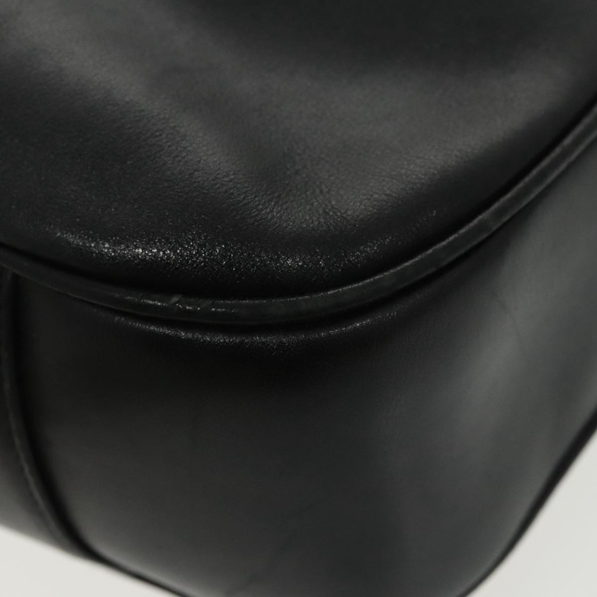 GUCCI Bamboo Hand Bag Leather 2way Black Gold 001 1577  98735