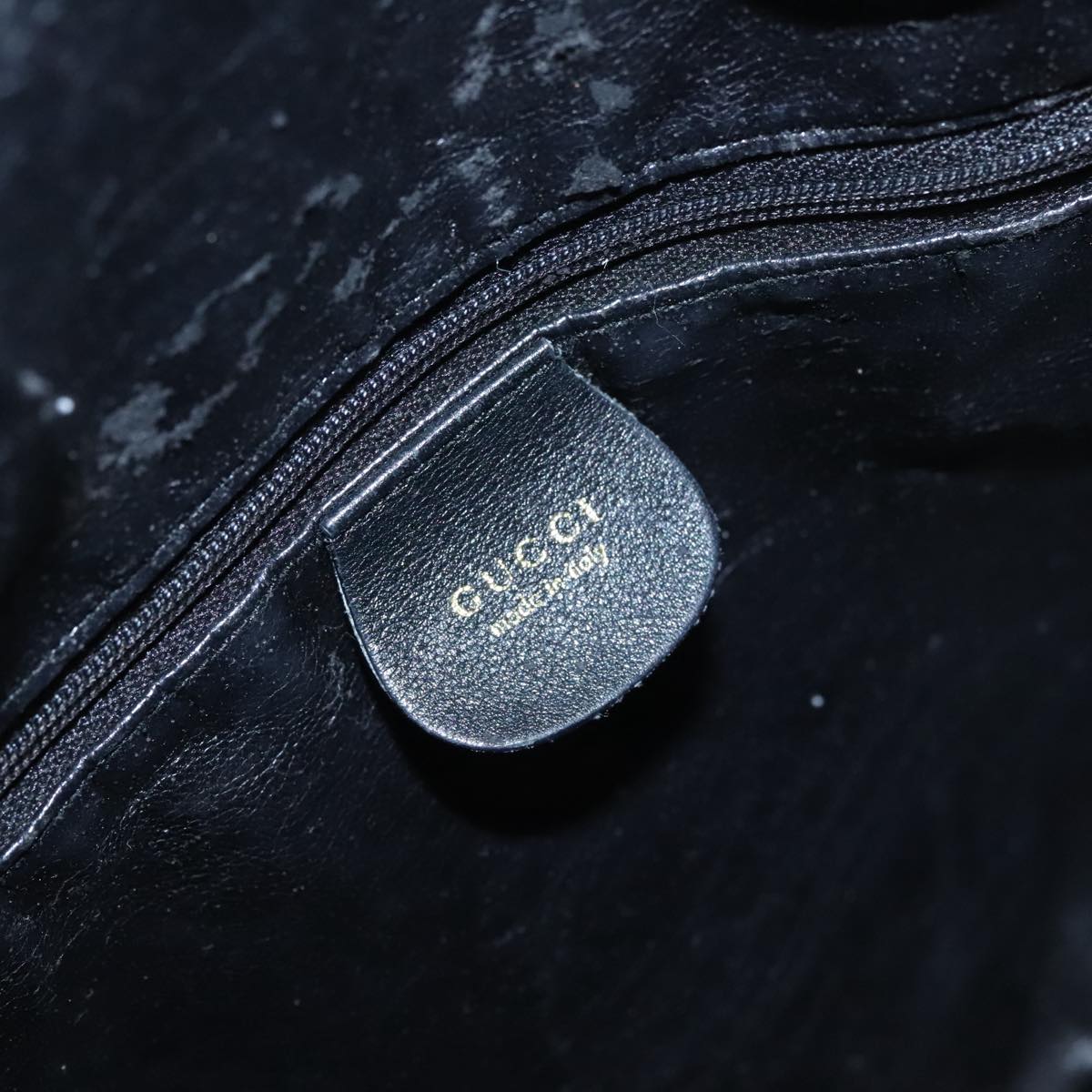 GUCCI Bamboo Hand Bag Leather 2way Black Gold 001 1577  98735