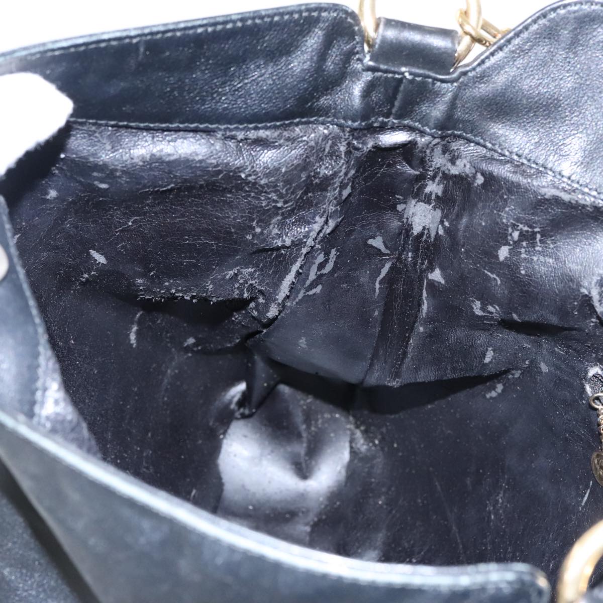 GUCCI Bamboo Hand Bag Leather 2way Black Gold 001 1577  98735
