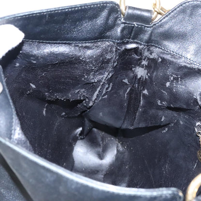 GUCCI Bamboo Hand Bag Leather 2way Black Gold 001 1577  98735