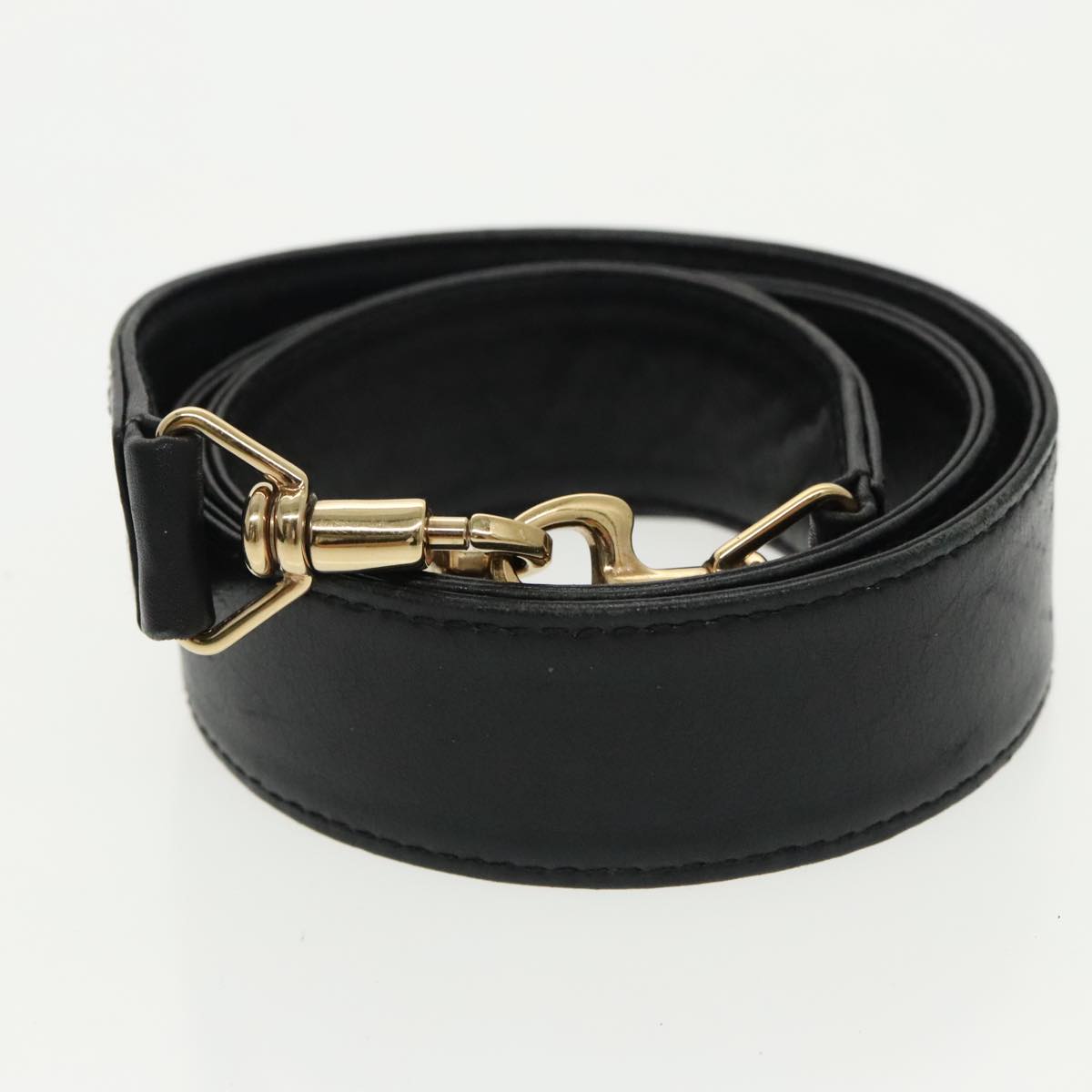 GUCCI Bamboo Hand Bag Leather 2way Black Gold 001 1577  98735
