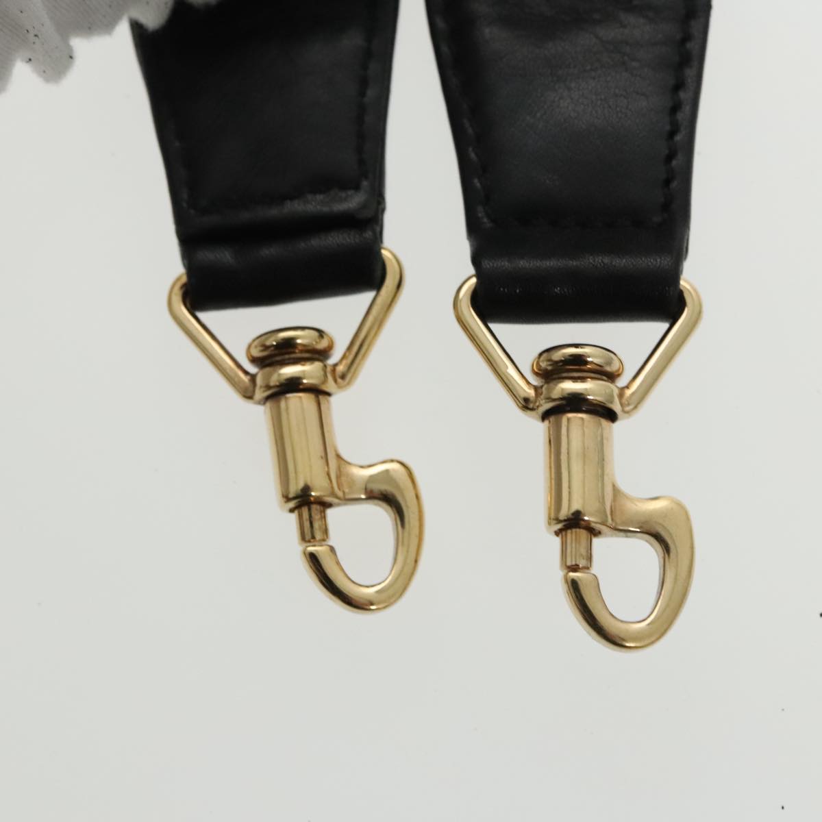 GUCCI Bamboo Hand Bag Leather 2way Black Gold 001 1577  98735
