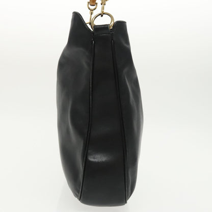 GUCCI Bamboo Hand Bag Leather 2way Black Gold 001 1577  98735