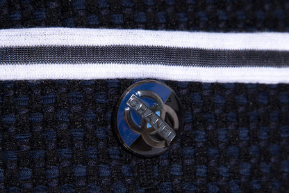 Chanel Navy Tweed Stripe Detail Blazer SZ 46 NWT