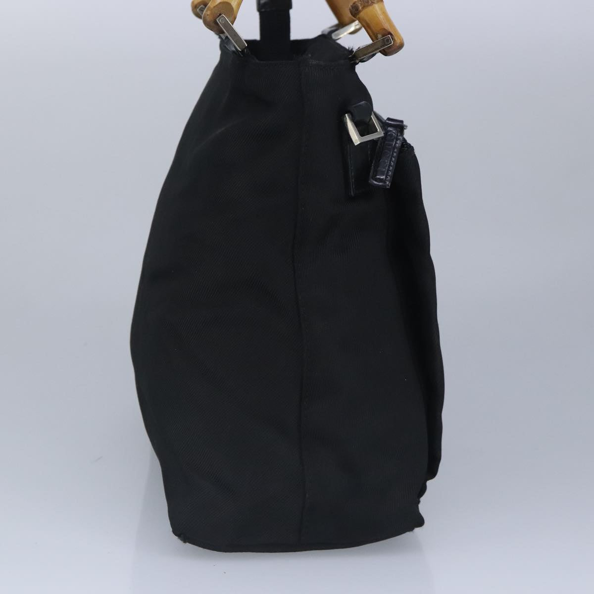 GUCCI Bamboo Hand Bag Nylon 2way Black Silver  99165