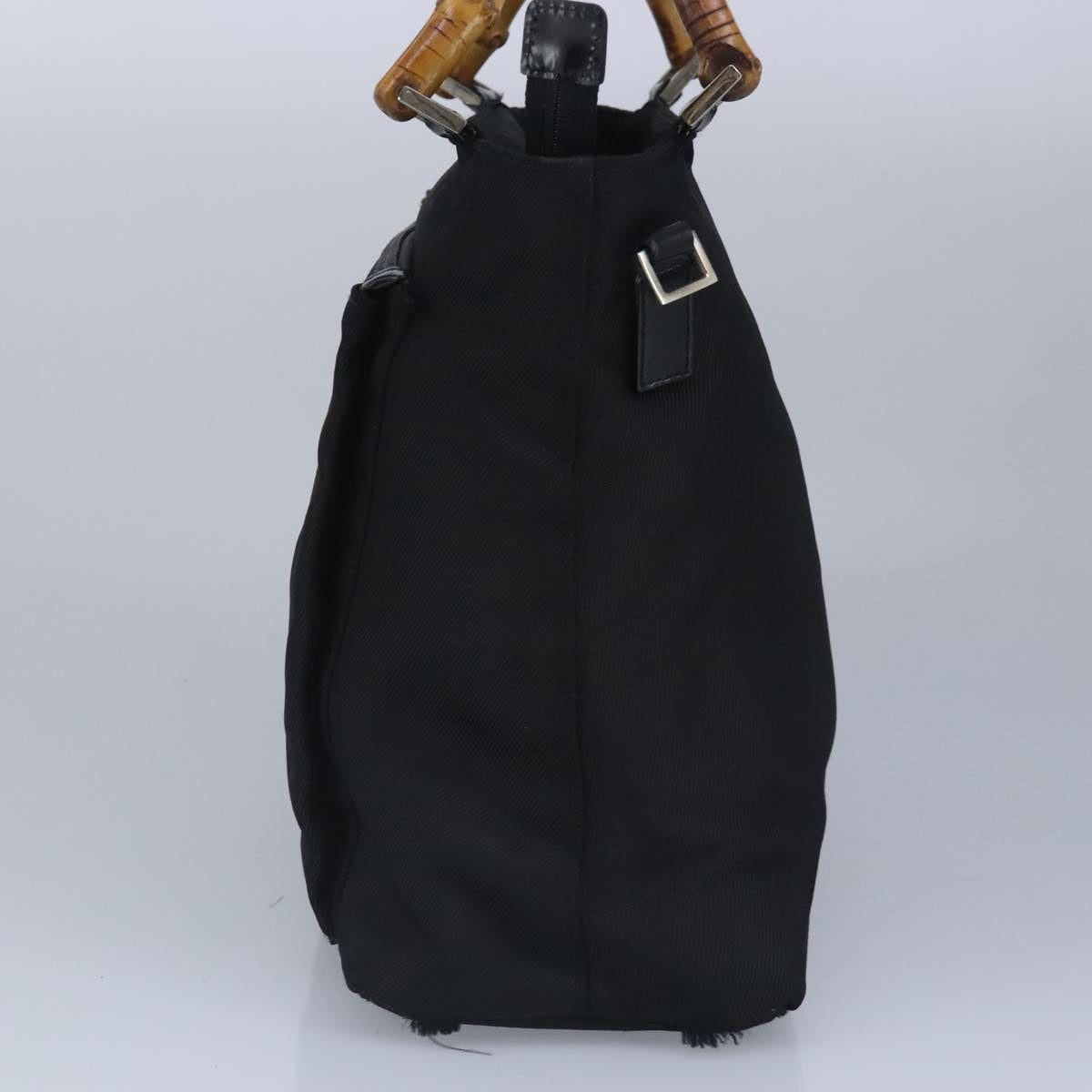 GUCCI Bamboo Hand Bag Nylon 2way Black Silver  99165