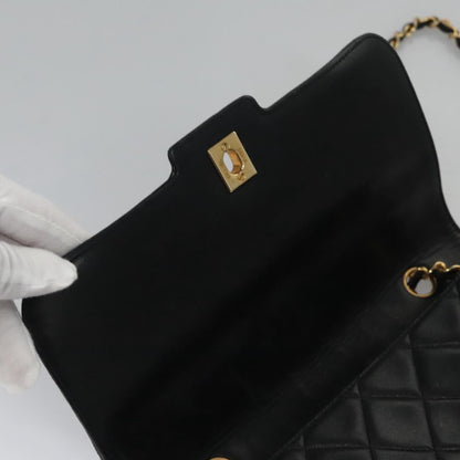CHANEL Matelasse Turn Lock Chain Shoulder Bag Lamb Skin Black CC 99218