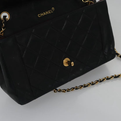 CHANEL Matelasse Turn Lock Chain Shoulder Bag Lamb Skin Black CC 99218