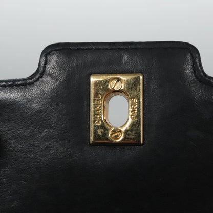 CHANEL Matelasse Turn Lock Chain Shoulder Bag Lamb Skin Black CC 99218