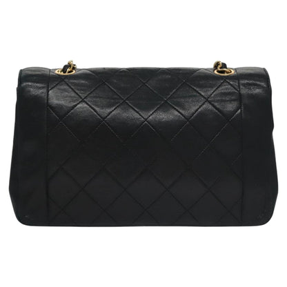 CHANEL Matelasse Turn Lock Chain Shoulder Bag Lamb Skin Black CC 99218