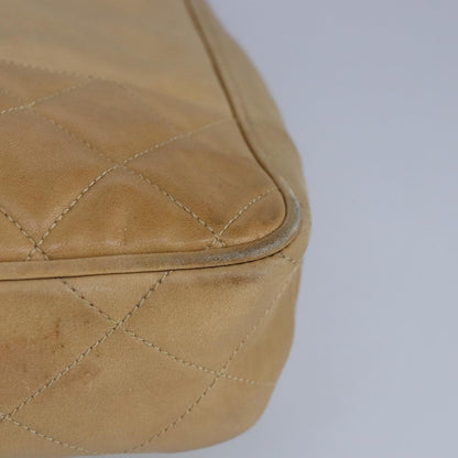 CHANEL Matelasse Chain Tote Bag Lamb Skin Beige Gold CC 99375