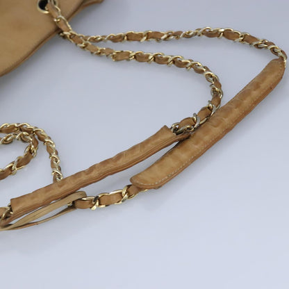 CHANEL Matelasse Chain Tote Bag Lamb Skin Beige Gold CC 99375
