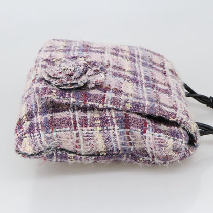 CHANEL Camelia Chain Shoulder Bag Canvas Purple CC 99854A