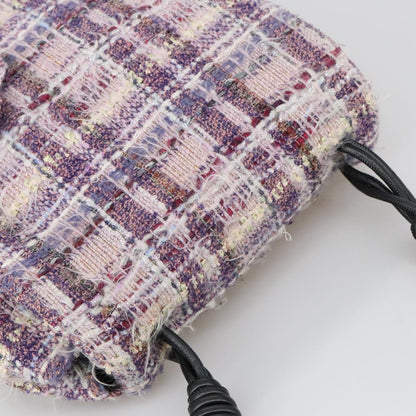 CHANEL Camelia Chain Shoulder Bag Canvas Purple CC 99854A