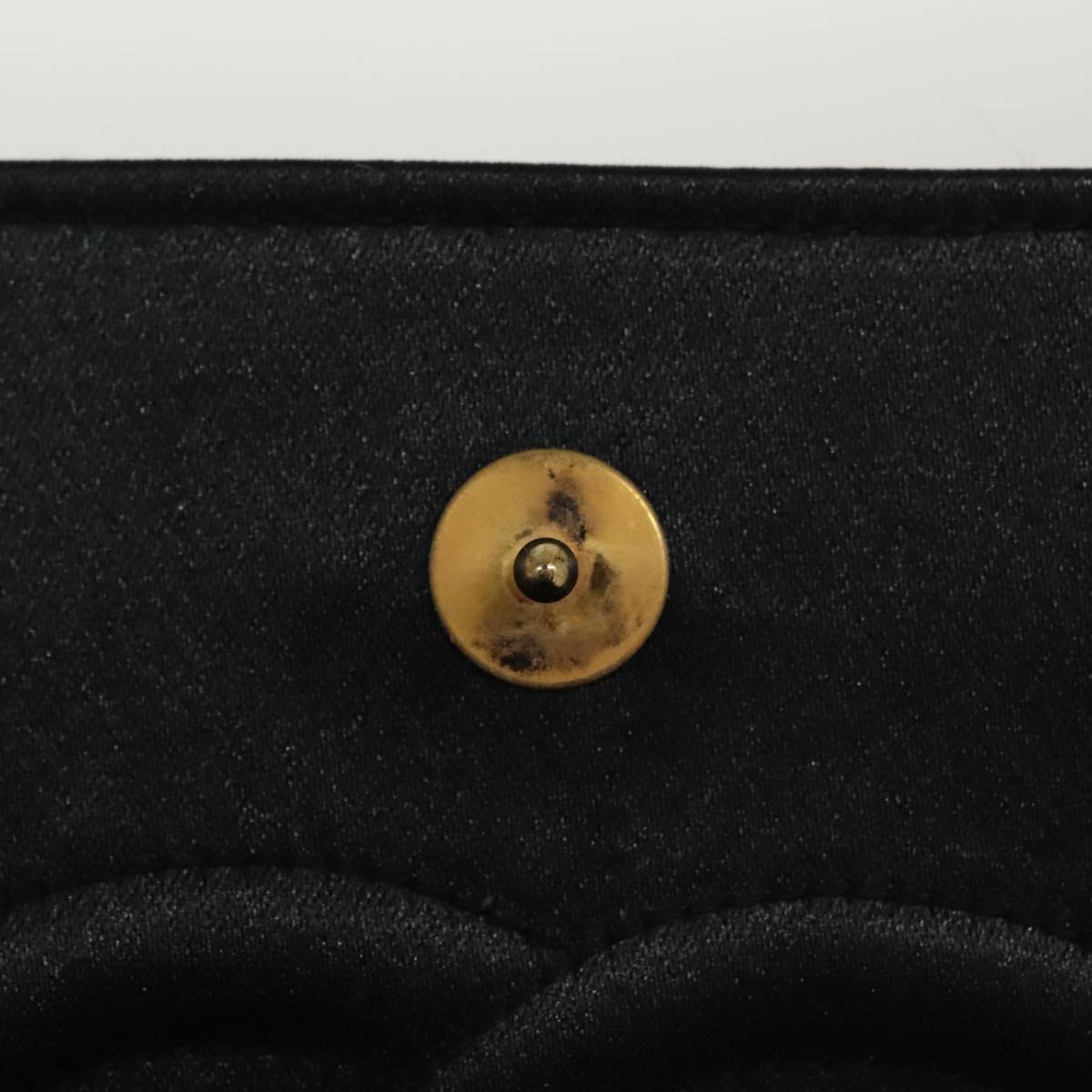 CHANEL Matelasse Sequin Flower Shoulder Bag Satin Black CC 99855