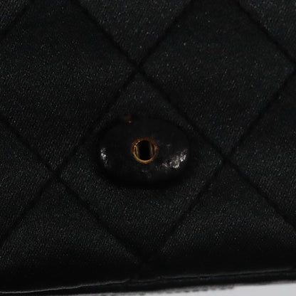 CHANEL Matelasse Sequin Flower Shoulder Bag Satin Black CC 99855