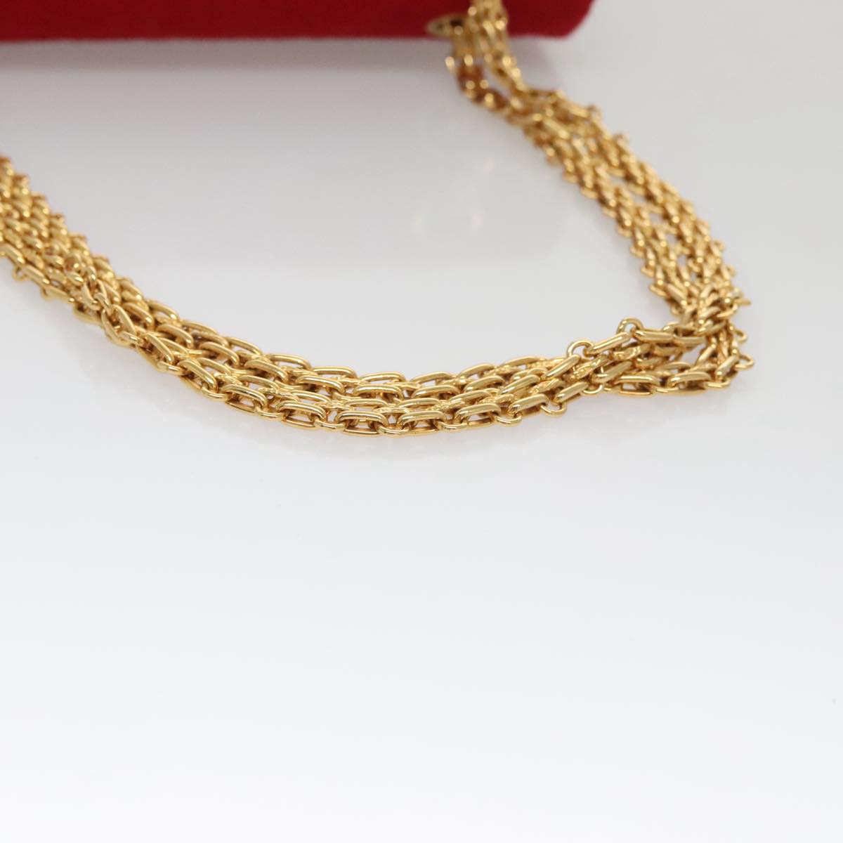 CHANEL Matelasse Chain Shoulder Bag Cotton Red Gold CC 99908