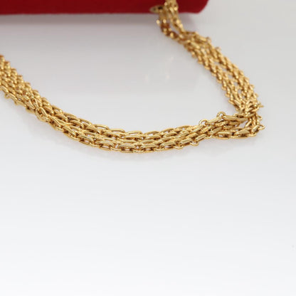 CHANEL Matelasse Chain Shoulder Bag Cotton Red Gold CC 99908