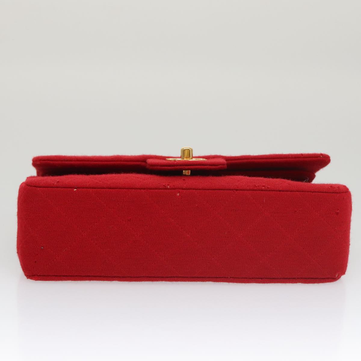 CHANEL Matelasse Chain Shoulder Bag Cotton Red Gold CC 99908
