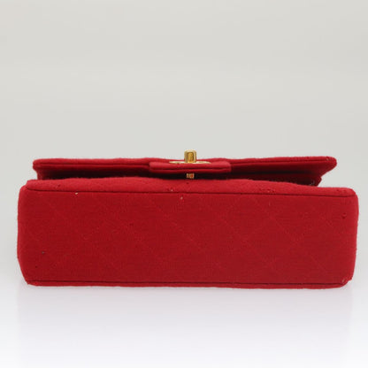 CHANEL Matelasse Chain Shoulder Bag Cotton Red Gold CC 99908