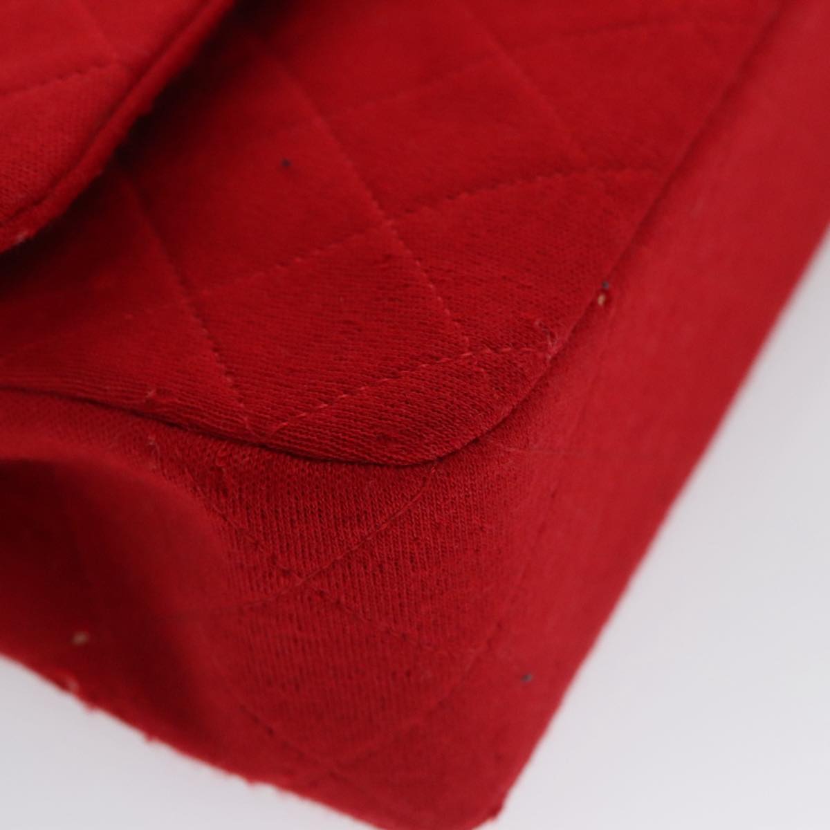 CHANEL Matelasse Chain Shoulder Bag Cotton Red Gold CC 99908