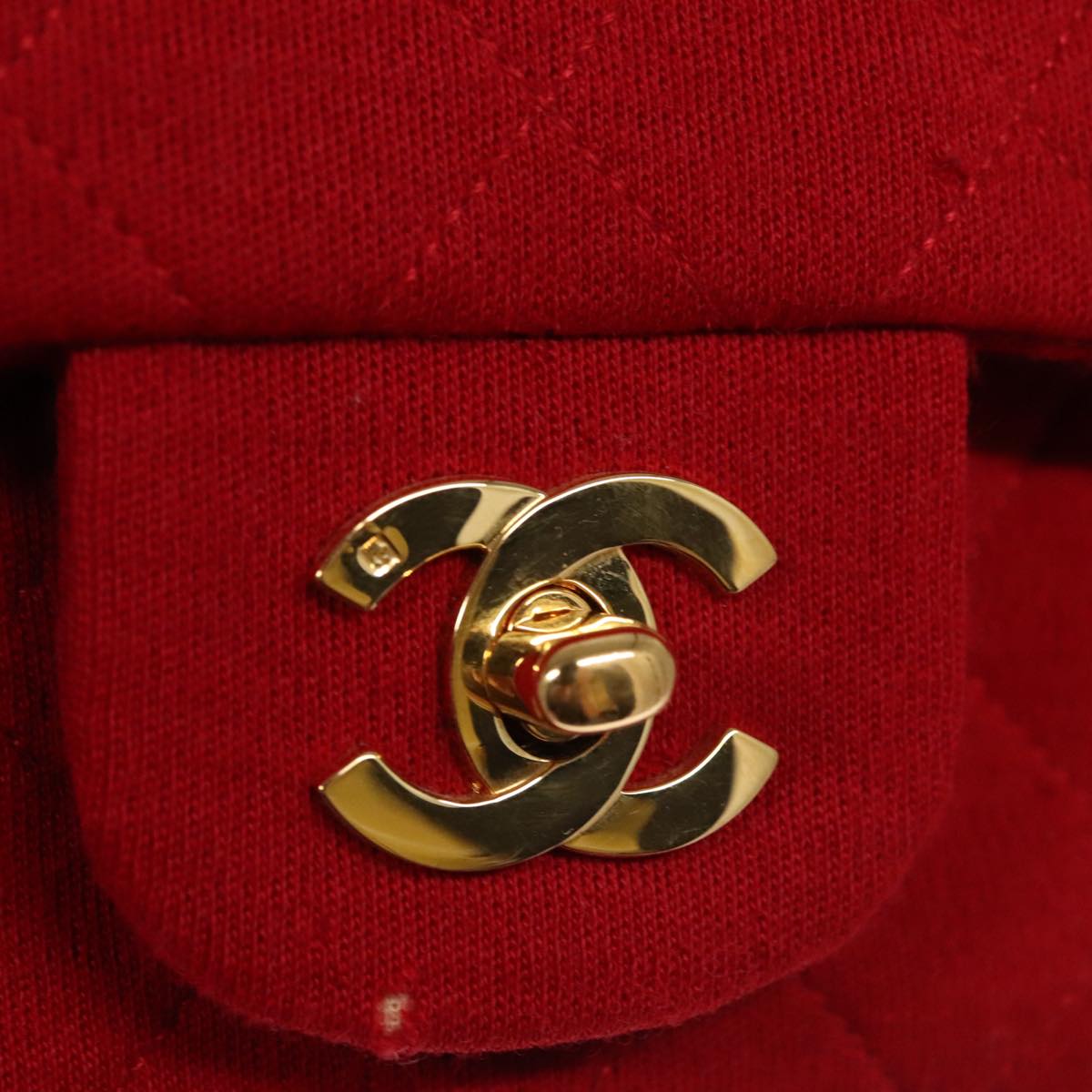 CHANEL Matelasse Chain Shoulder Bag Cotton Red Gold CC 99908