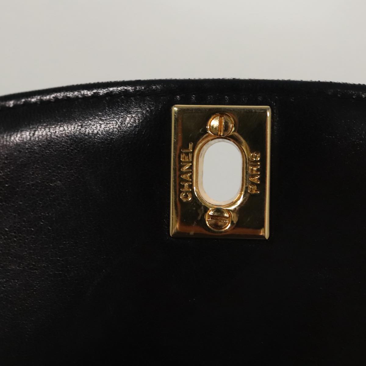CHANEL Matelasse 25 Chain Diana Shoulder Bag Patent Black Gold CC 99928