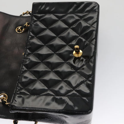 CHANEL Matelasse 25 Chain Diana Shoulder Bag Patent Black Gold CC 99928