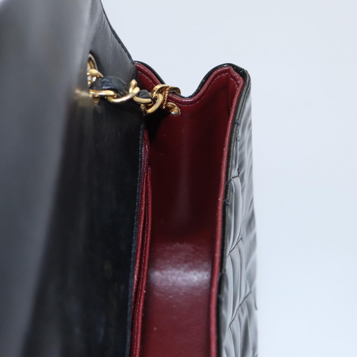 CHANEL Matelasse 25 Chain Diana Shoulder Bag Patent Black Gold CC 99928