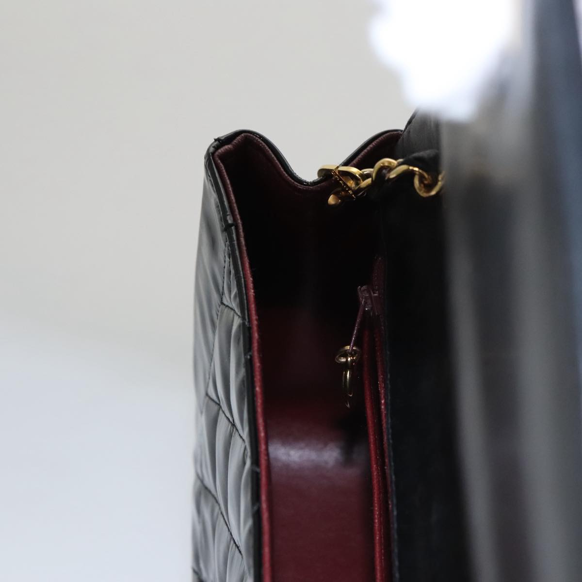 CHANEL Matelasse 25 Chain Diana Shoulder Bag Patent Black Gold CC 99928
