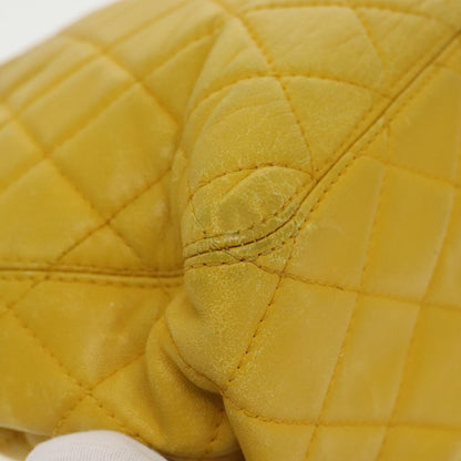 CHANEL Matelasse Hand Bag Lamb Skin Yellow CC 99932
