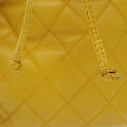 CHANEL Matelasse Hand Bag Lamb Skin Yellow CC 99932