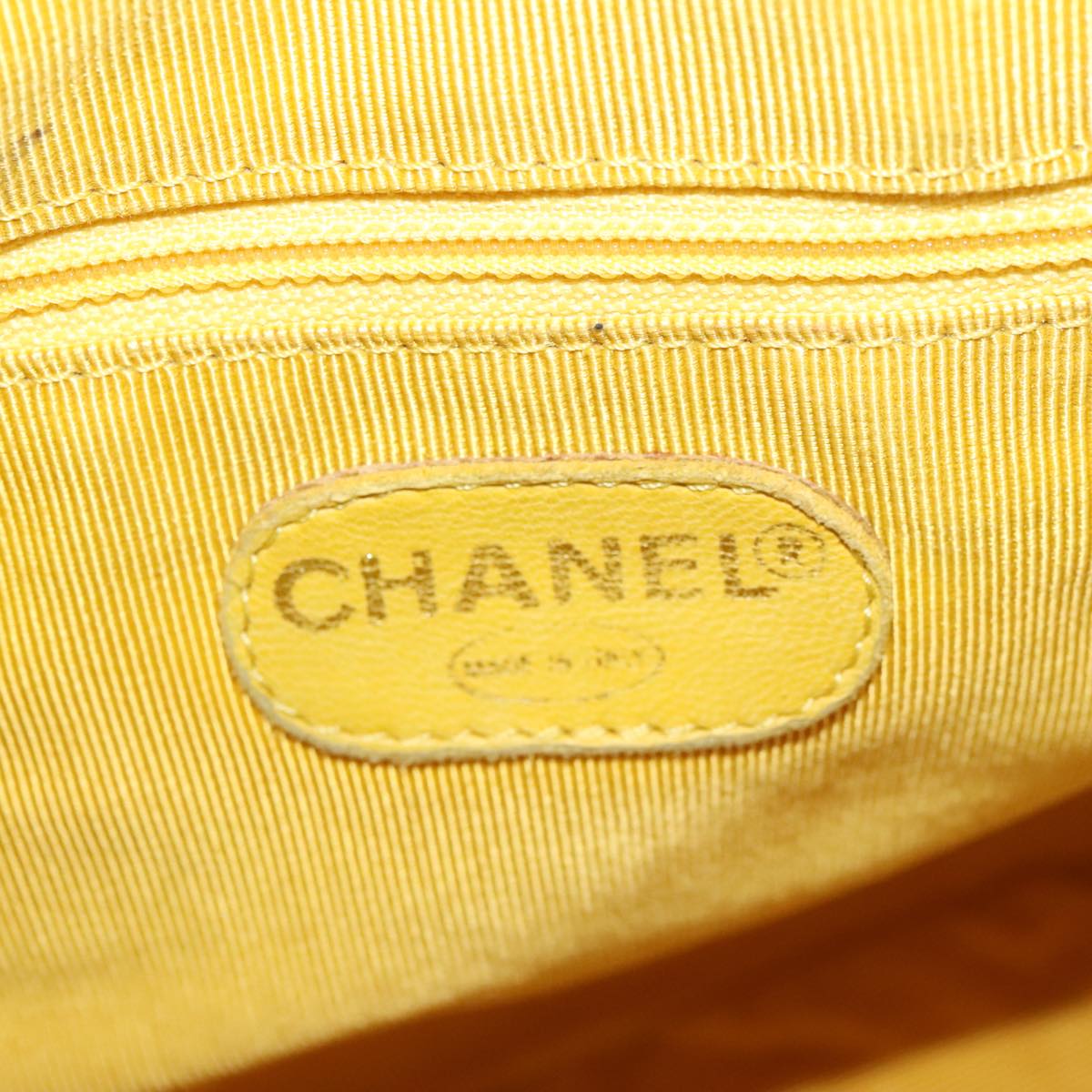 CHANEL Matelasse Hand Bag Lamb Skin Yellow CC 99932