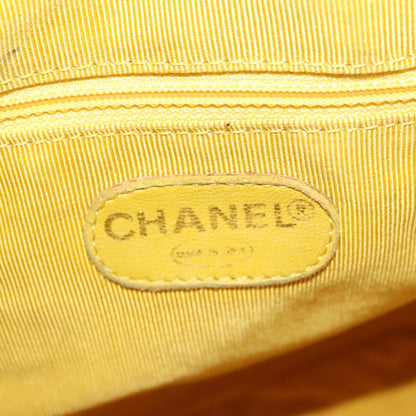 CHANEL Matelasse Hand Bag Lamb Skin Yellow CC 99932