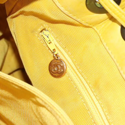 CHANEL Matelasse Hand Bag Lamb Skin Yellow CC 99932