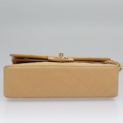 CHANEL Matelasse 25 Chain Shoulder Bag Lamb Skin Beige Gold CC 99970SA